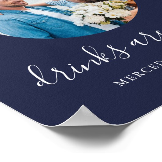 結婚式 オープンバー カスタマイズ ネイビーブルー 写真 ポスター (角)