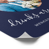 結婚式 オープンバー パーソナライズ ネイビーブルー 写真 ポスター (角)