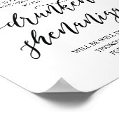 結婚式 オープンバー、酔ったハプニングのサイン ポスター (角)