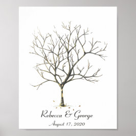 結婚式 カスタマイズ可能な指紋ツリーポスター ポスター