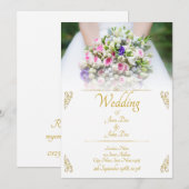 結婚式 - カラフルなブーケを持つ花嫁 案内状 (正面/裏面)