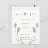 結婚式 ゴールドカラー 書道スクリプト セーブ・ザ・デート ポストカード (正面/裏面)