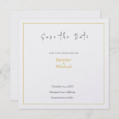 結婚式 ゴールドカラー 書道スクリプト セーブ・ザ・デート 招待状 (正面/裏面)