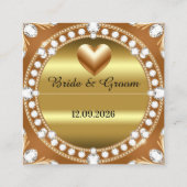 💍 結婚式 ゴールドハートモノグラム 🌹 エンクロージャーカード (裏面)