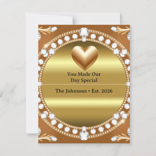 💍 結婚式 ゴールドハートモノグラム 🌹 出欠カード (正面)