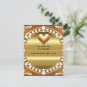 💍 結婚式 ゴールドハートモノグラム 🌹 出欠カード (スタンド正面)