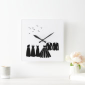 結婚式：シルエット魅力的ウォールクロック スクエア壁時計 (ホーム)