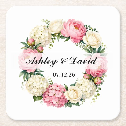 結婚式 スクエアペーパーコースター (正面)