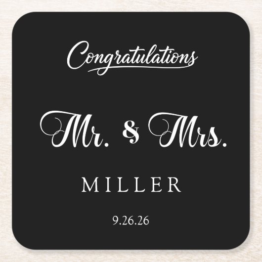 結婚式 スクエアペーパーコースター (正面)
