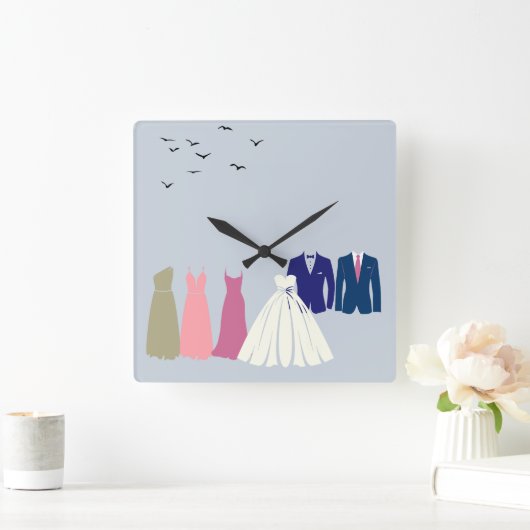 結婚式 スクエア壁時計 (ホーム)