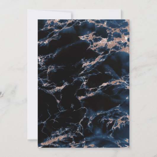 結婚式 | ネイビーブルーのバラ ゴールドのジオード ウォーターカラー (裏面)