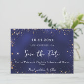 結婚式 ネイビーブルー ゴールド グリッター 冬 セーブザデート (スタンド正面)