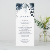 結婚式 ネイビーブルー フラワー グリーン シルバー メニュー (スタンド正面)