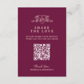 結婚式 ハート 王冠 モノグラム 赤 エンクロージャーカード (裏面)