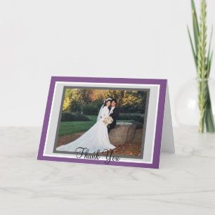 結婚式 バイオレット グレー 写真 ありがとうカード サンキューカード