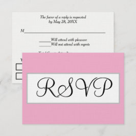 結婚式 パステルピンクシルバーRSVPカード 出欠カード