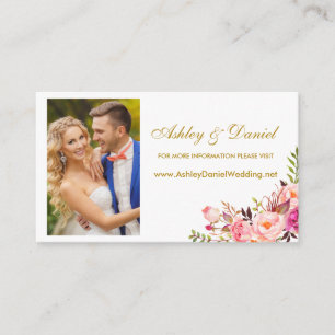 結婚式 ピンクの花の写真 ウェブサイト 挿入カード エンクロージャーカード