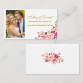 結婚式 ピンクの花の写真 ウェブサイト 挿入カード エンクロージャーカード (正面/裏面)