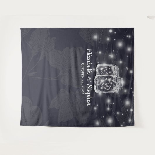 結婚式 フォトブース 背景 メイソンジャー ライト タペストリー (正面(横))