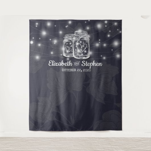 結婚式 フォトブース 背景 メイソンジャー ライト タペストリー (正面)