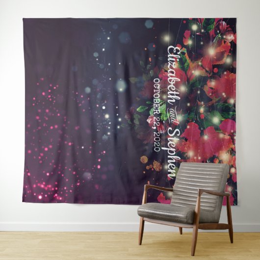 結婚式 フォトブース 背景 花のストリングライト タペストリー (インサイチュ(横))