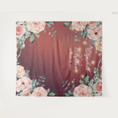 結婚式 フォトブース 背景 花のストリングライト タペストリー (正面(横))