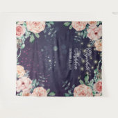 結婚式 フォトブース 背景 花柄 紫色 グリッター タペストリー (正面(横))