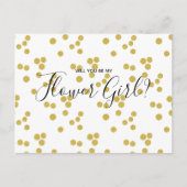 結婚式 フラワーガール ゴールド コンフェッティ スクリプト ポストカード (正面)