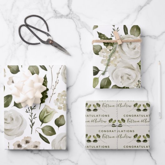 結婚式 フラワーラッピングペーパー フラットシートセット 3枚 ラッピングペーパーシート (正面)