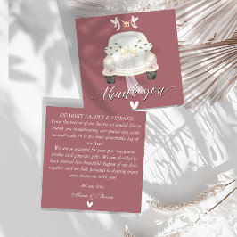 結婚式 フローラル ピンク カー 感謝カード