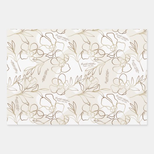 結婚式、ブライズシャワー包装紙セット ラッピングペーパーシート (正面)