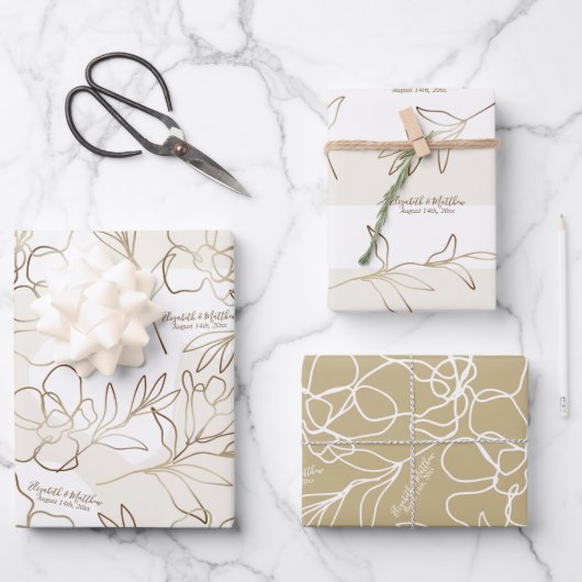 結婚式、ブライズシャワー包装紙セット ラッピングペーパーシート (正面)