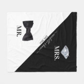 結婚式 ブラック＆ホワイト フリースブランケット (正面(横))