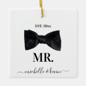 結婚式 ブラック＆ホワイト Mr.＆Mrs. セラミックオーナメント (正面)