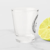 結婚式 ブラック リング ハート ロゴ カップル名 ショットグラス (左)