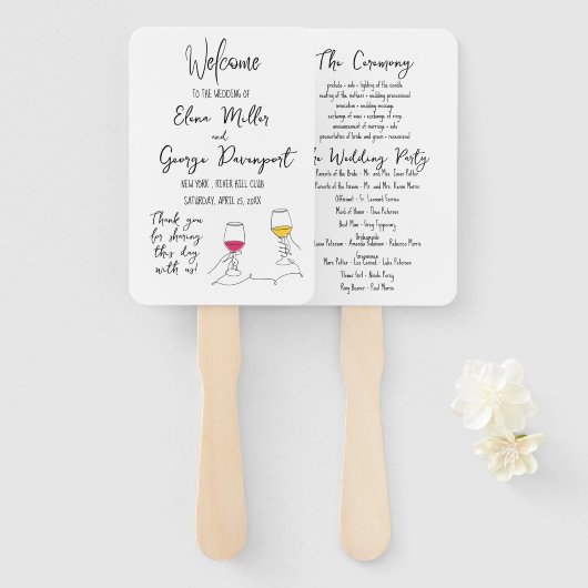 結婚式 プログラムお洒落ファン ハンドファン (正面&裏面)