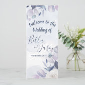 結婚式 プログラムかわいい水色ほこりっぽいブルーフローラ 招待状 (スタンド正面)