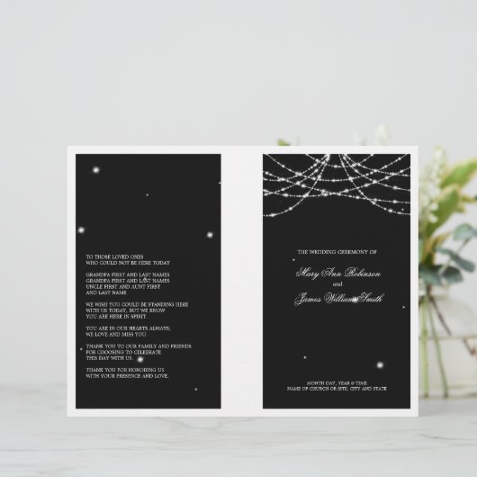 結婚式 プログラムきらめく文字列(黒) (スタンド正面)