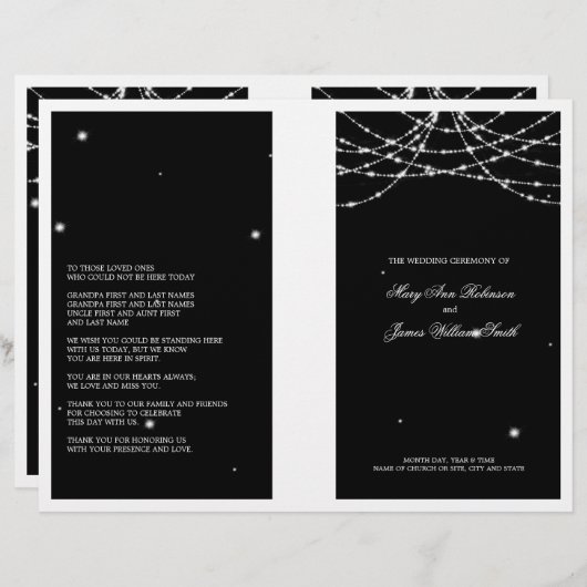 結婚式 プログラムきらめく文字列（黒） (正面/裏面)