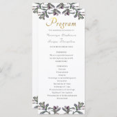 結婚式 プログラムの熱帯葉の金ゴールドスクリプト プログラム (正面/裏面)