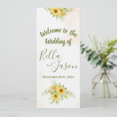 結婚式 プログラムひまわり黄色かわいい水色 招待状 (スタンド正面)