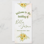 結婚式 プログラムひまわり黄色かわいい水色 招待状 (正面)