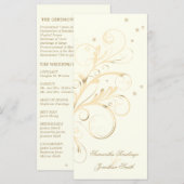 結婚式 プログラムアイボリー金ゴールドフローラエレガントスワール プログラム (正面/裏面)