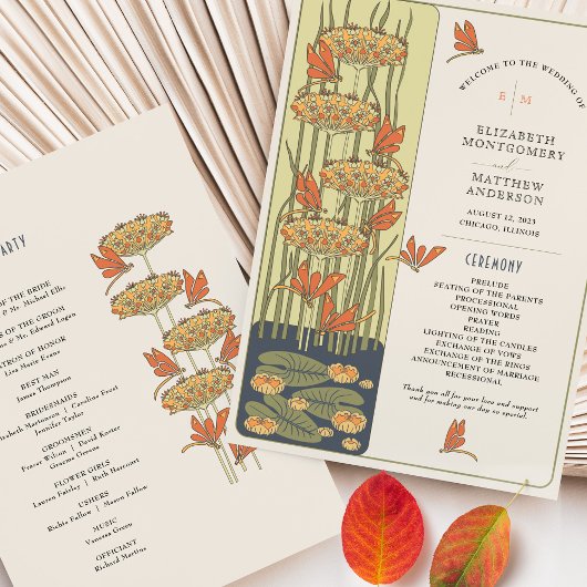 結婚式 プログラムアールヌーボートンフライ 招待状