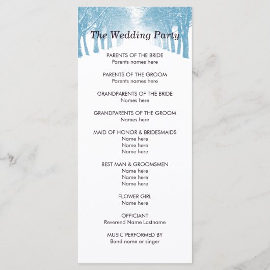 結婚式 プログラムウィンターツリーズアベニューパス プログラム (裏面)