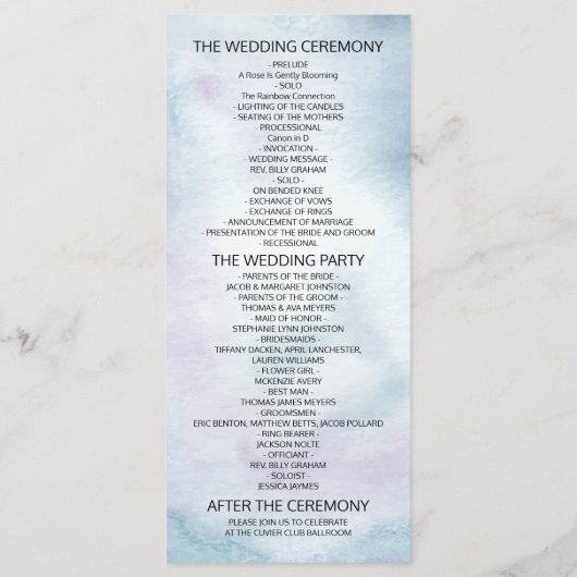 結婚式 プログラムウォーターカラーボヘミアンフローラフェザー プログラム (裏面)