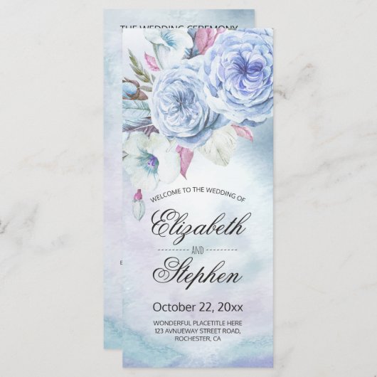 結婚式 プログラムウォーターカラーボヘミアンフローラフェザー プログラム (正面/裏面)