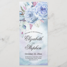 結婚式 プログラムウォーターカラーボヘミアンフローラフェザー プログラム