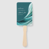 結婚式 プログラムエメモダンラルドグリーン ハンドファン (正面)