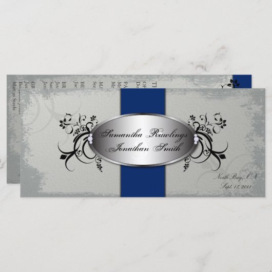 結婚式 プログラムエレガントグレイ王室のヴィンテージフローラ プログラム (正面/裏面)